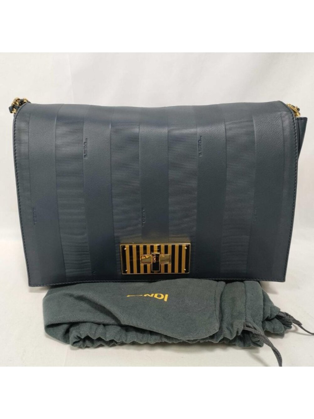 Fendi Pecan Embossed Leather Claudia Chain Shoulder Bag
